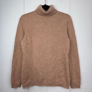 Charter Club Luxury Cashmere Turtleneck Long Sleeve Sweater Light Brown Tan M